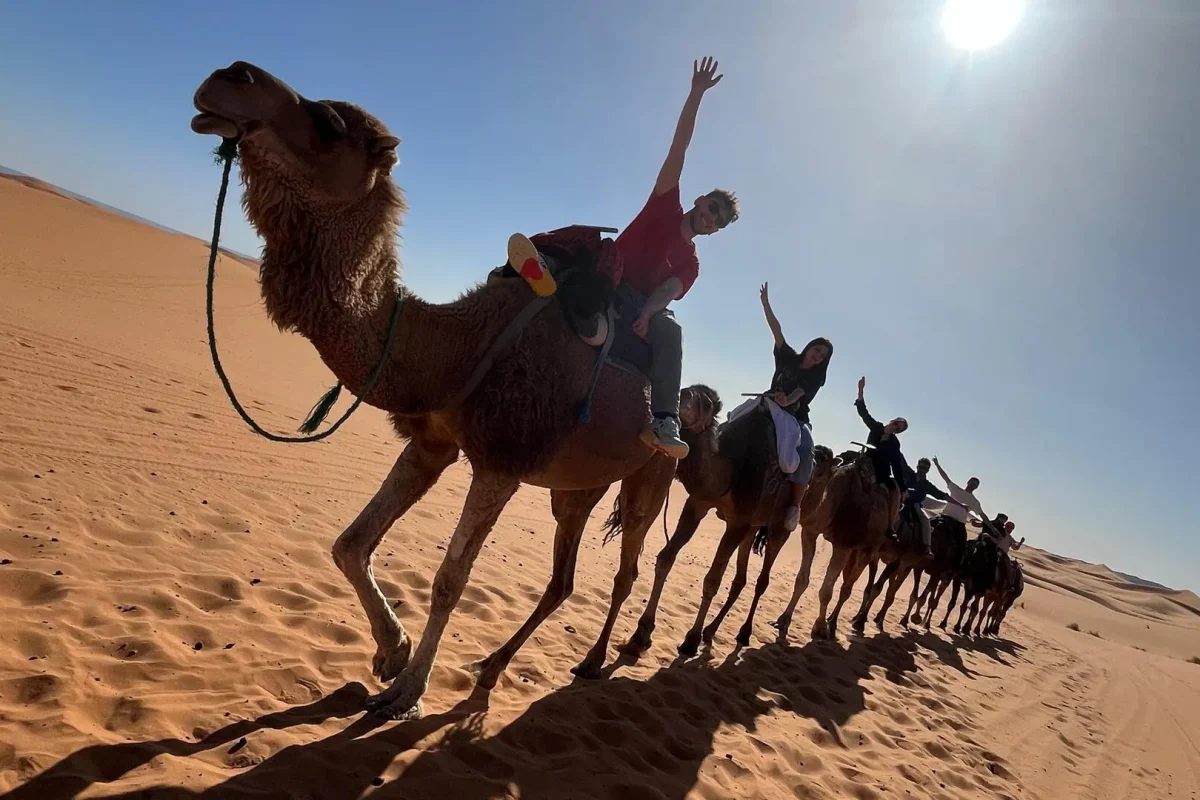 Tour 2 Días Marrakech a Merzouga: El Desierto en Estado Puro​: paseo-en-camello-desierto-merzouga-marruecos